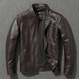 Male Legal Free Shipping Plus Size Autumn Legitimate Men's Brown Genuine Leather Motorcycle Moto Jacket Clothing Parkas Man