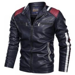 Turn-down Collar Mens Jacket Red /blue /black Genuine Leather Jacket Winter Real Leather Coats Warm Motorcycle Jackets Mens New