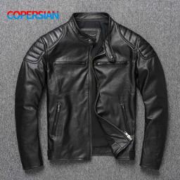 2023 New Leather Jacket Top Layer 100Percent Cowhide Leather Clothes Men's Stand Collar Motorcycle Clothes  Autumn Winter Plus Size