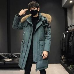 [Down Jacket] New Style Thick Hooded Down Jacket In Winter Men's Medium Long Fashionable Youth Large Jacket