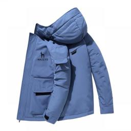 New Hazzys Winter High Street Hip Hop Men's Simple Keep Warm Fashion Casual Women Men Down Coat Hooded Thick Warm Cotton Jacket