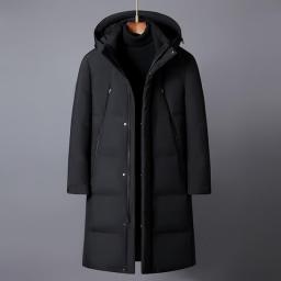 Winter Down Jackets For Men Brand 2023 New High Quality White Duck Down Long Coat Men's Overcoat Hooded Thick Warm Black Parkas