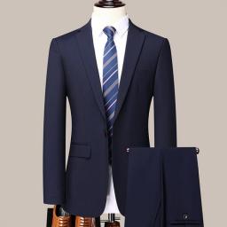 Boutique S-5XL (Blazer+ Pants) Fashion Business Solid Color Gentleman Slim Italian Style Casual Wedding Work Hosting 2-piece Set