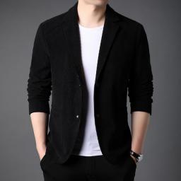 Men For Blezer Fashion Korean Slim Fit Suit Jackets New Arrival Spring Autumn Men's Corduroy Hidden Breasted Formal Coats