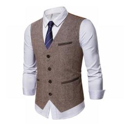 FGKKS Men's Autumn New Suit Vest Fashion Solid Color Stitching Single-Breasted Suit Waistcoat Business Casual Slim Vest Men