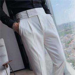 British Style Autumn New Solid High Quality Trousers Men Formal Pants 2023 Slim Fit Business Casual Suit Pants Hommes S14