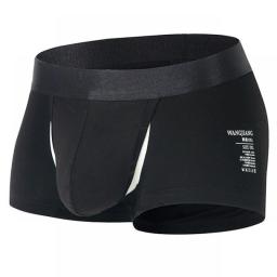 2Pcs/1Pcs Open Front Underwear Men Cotton Sexy Men's Boxer Shorts Panties Breathable Pouch Bulge Underpants Male