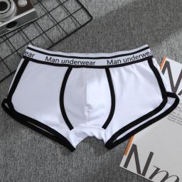 2Pcs Fashion Men Boxers Sexy Solid Color Shorts Cotton Mens Panties Breathable Male Underpants Elastic Letter Belt Man Underwear