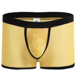 Men Underwear Shorts Lingerie Sexy Mesh Transparent Boxer Shorts Ice Silk Boxers Mid-waist Seamless Penis Pouch Shorts Pants