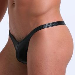 New Design Gay Men Underwear Leather Cloak Mens Briefs Bikini G-string Thong Sexy Underwear Mens Comfortable Thongs String