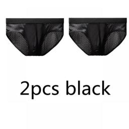 Mesh Underwear Men Briefs Sexy Man Panties For Male Underpants Brief Ice Silk Pouch Plus Breathable Triangle Pants  Knickers