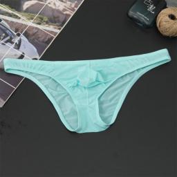 Men Ice Silk Briefs Low-Rise See-Through Pouch Underwear Thin Section Breathable Underpants High Elastic Bikini Slip Homme