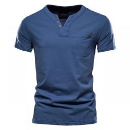 AIOPESON Casual Cotton Mens T Shirts Solid Color Classic V-neck T Shirt Men New Summer High Quality Short Sleeve Top Tees Men