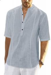 Men's Comfortable Casual Linen Shirt Medium Sleeve Men's Clothing