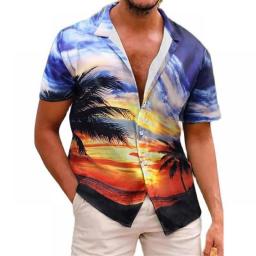 Men's Shirt Marine Life Printing Tees Beach Vacation Style Hawaiian Shirt Fashion Lapel Single-Breasted Leisure Short SleeveTops