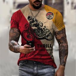 Triumph Motorcycle Graphic 3d Print T-shirts Retro Style Summer Men T Shirt Round Neck Short Sleeve Polyester Oversized