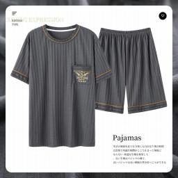 Summer Men Pyjamas Knited Cotton Men's Pajamas Set Casual Short Sleepwear Pyjamas Night Suits Pijamas Plus Size 5XL Homewear PJ