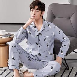 Spring Autumn 4XL Loose Sleepwear Pajamas For Men Trendy Plaid Pyjamas Sets Casual Comfort Sleeping Clothes Male Print Pajamas