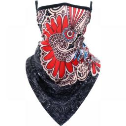 Skull Face Scarf Bandana Ear Hanging Loops Balaclava Sport Breathable Neck Gaiter Outdoor Sun Protective Windproof Triangle Mask