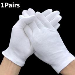 10Pairs White Cotton Work Gloves For Dry Hands Handling Film SPA Gloves Ceremonial High Stretch Gloves Household Cleaning Tools