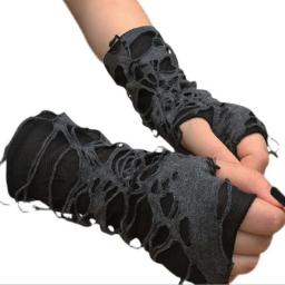 Unisex Gothic Black Gloves Fingerless Long Glove For Women Men Sexy Festival Gloves Mittens Clubwear Dance Cosplay Accessories