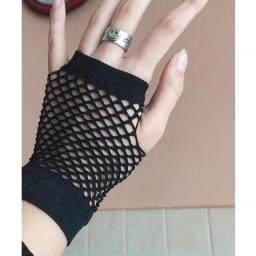 1 Pair Black Girl Womens Short Fishnet Net Gloves Fingerless Mesh Gloves Punk Rock Fancy Night Club Party Sexy Fashion Gloves