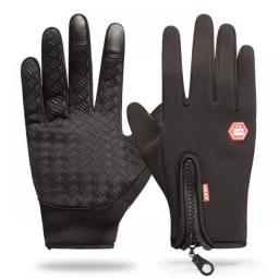 2022 Man Warm Winter Gloves Touchscreen Waterproof Windproof Glove Ski Outdoor Sport Cycling Driving Zipper Black Gloves Women
