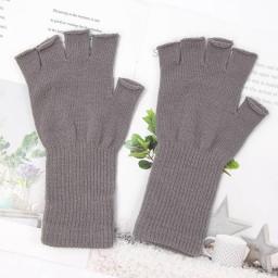 2022 New Unisex Black White Half Finger Fingerless Gloves Women And Men Wool Knit Cotton Gloves Autumn Winter Warm Work Gloves