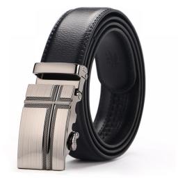Genuine Leather Men's Simple Belt Fashion Designer Business New Belt Jaguar Pattern Decorative Alloy Automatic Buckle