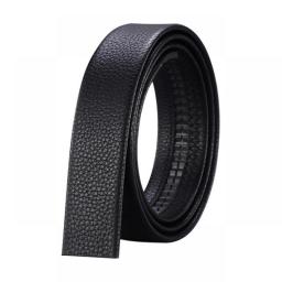 High Quality 120x3.5cm Luxury Business Style Pu Leather Men's Automatic Ribbon Black Waist Strap Belt Without Buckle Elegent