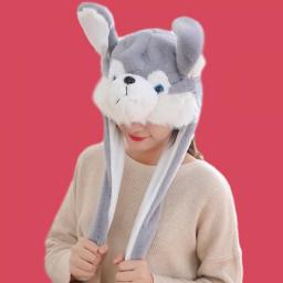 Cute Bunny Ears Hat Moving Airbag Rabbit Soft Jumping Up Cap Funny Toy Girls Cartoon Kawaii Plush Hat Toys Gift For Adult Kids