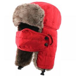 CAMOLAND Cartoon Embroidery Bomber Hats For Women Men Thermal Trapper Hats Windproof Earflap Ski Cap Faux Fur Ushanks Snow Hat
