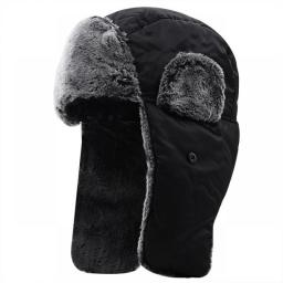 Unisex Men Women Russian Hat Trapper Bomber Warm Trooper Ear Flaps Winter Ski Hat Solid Fluffy Faux Fur Cap Headwear Bonnet