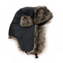 Unisex Winter Trapper Trooper Earflap Warm Russian Ski Hat Fur Ushanka Ear Flaps Winter Hat Fur Cap Faux Headwear Bonnet Leather