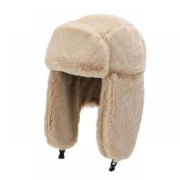 Winter Cycling Ski Hat Warm Earmuffs Thicken Plush Ear-Flattered Hat For Men And Women Faux Fur Windproof Cap Russian Bomber Hat