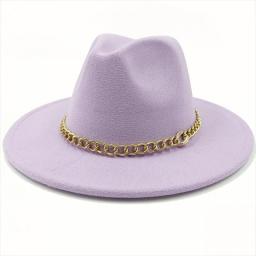 Purple Fedoras Wide Brim Hat Panama Felt Hat For Male Jazz Hat Church Top Cap British Women Fedoras Hats For Men шляпа женская