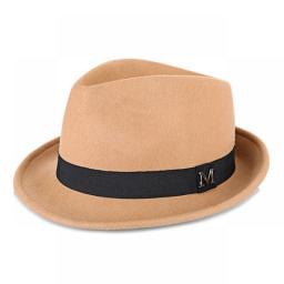 Men Winter Thick Warm Felt Fedora Hats Wool Gentleman Jazz Cap Homburg Male Classical Narrow Brim Top Hat