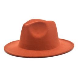 Unisex Solid Color Fedora Hat Fall Winter British Retro Panama Woolen Hat Unisex Classic Jazz Top Hat
