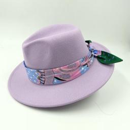 Fashion Ribbon Accessories Fedoras Hat For Women And Men Autumn Panama Jazz Cap Britain Style Elegant Retro Fedora Wide Brim Hat
