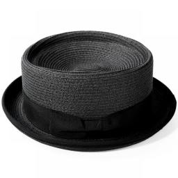 2022 Vintage Rolled Brim Straw Hat Men Pork Pie Hat Fedora Hat For Man Gentlemen Luxury Jazz Ribbon Panama Caps Street Sun Caps