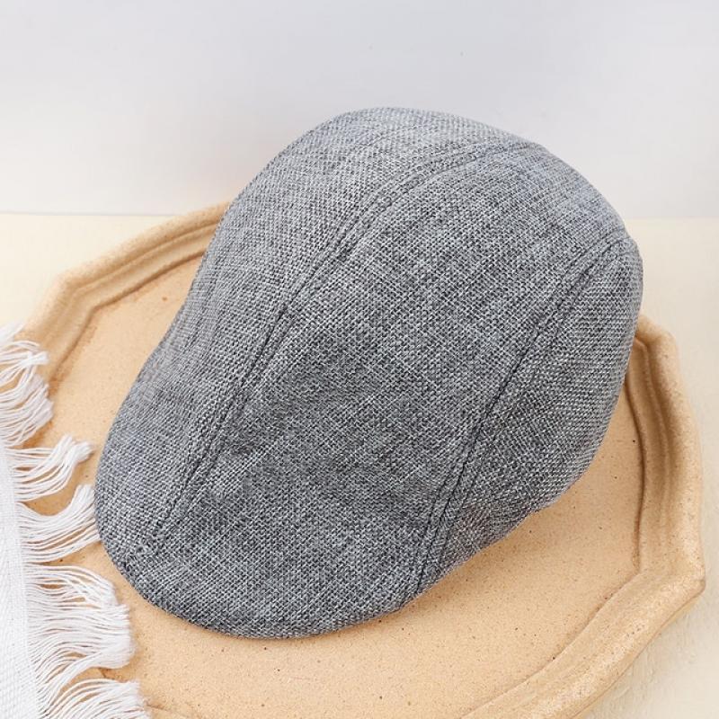 Men Summer Breathable Berets Soft Cotton and linen Hat Windproof Street Newsboy Beret Hat Retro England Hats Peaked Painter Caps