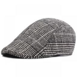 Men's Cotton Plaid Berets Caps Middle-Aged Autumn Winter Hats Boina Herringbone Newsboy Baker Boy Hat Women Tweed Flat Cap