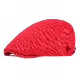 14 Colors Men Fashion Flat Cap Mesh Summer Golf Driving Breathable Mesh Sun Beret Cabbie Hat French Style Adjustable Berets