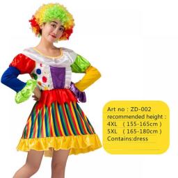 Halloween Adult Clown Jumpsuit Hat Man Women Joker Cosplay Costumes  Cosplay Christmas Carnival Party Dress No Wig