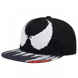 Movie Superhero Venom Embroidered Baseball Cap Hip Hop Flat Edge Visor Cap Cosplay Clothing Accessories