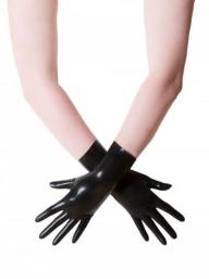 Seamless 3D Unisex Black Red Short Latex Gloves Mittens Fetish 5 Finger Wrist Length