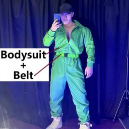 Hip Hop Dancing Clothes Men's Jazz Dancewear Green Bodysuit Nightclub Party Muscle Man Gogo Dancer Outfit Stage Costume VDB4493