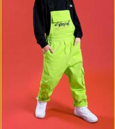 Kid Hip Hop Clothing Black White Sweatshirt T Shirt Tops Loose Bib Pants For Girls Boys Jazz Dance Costumes Clothes Streetwear