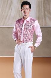 New Arrival Latin Dance Tops For Male Multi Color Cotton Shirt Men Ballroom Competitive Wedding Party Pleased Shirts Wear