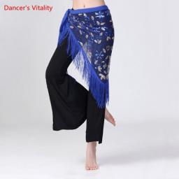 Belly Dance Hip Scarf Mesh Sequins Triangle Skirt Practice Clothes Female Adult Elegant Tassel Belt Performance Clothing